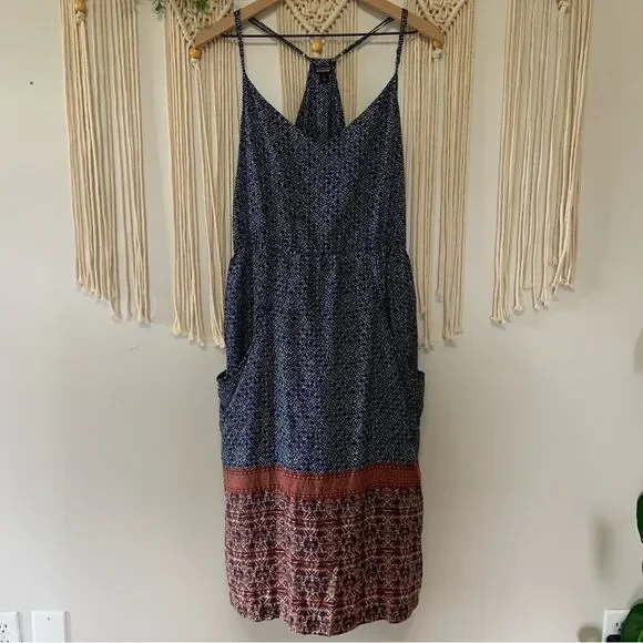 PATAGONIA Women’s Lost Wildflower Dress Sunburst Crux Navy Pockets Size Large - Picture 2 of 14